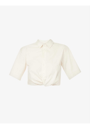Cropped twist-front cotton shirt