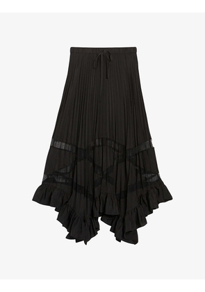 Seloda pleated ruffled woven maxi skirt