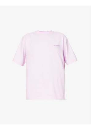 Diagonal-print cotton T-shirt