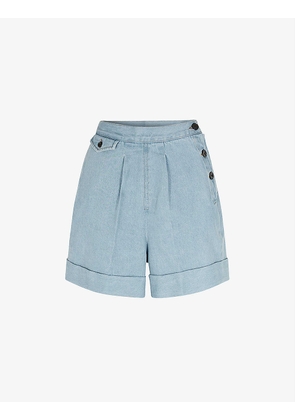 Paul side-buttoned high-rise cotton-denim shorts