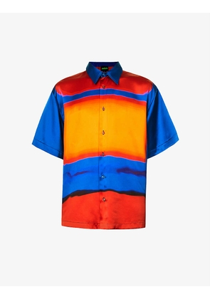 Rothko abstract-print relaxed-fit silk-satin shirt
