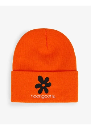 Bloom graphic-embroidery fine-knit woven beanie hat