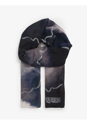 Cloud-print logo-print silk scarf