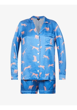 Clarise graphic-print satin pyjama set