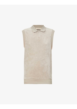ESSENTIALS sleeveless cotton-blend velour polo shirt