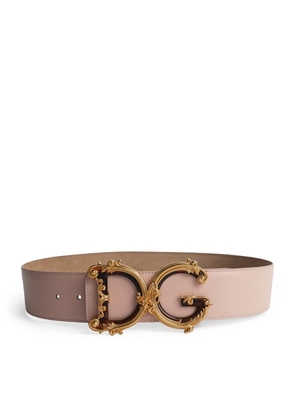 Dolce & Gabbana Leather Baroque Logo Belt