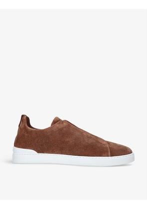 Triple Stitch suede low-top trainers