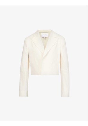 Clean cropped organic linen-blend blazer