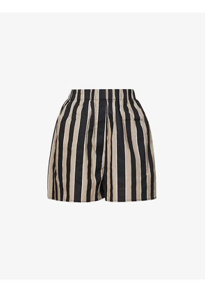 Lara striped mid-rise cotton shorts