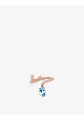 Baby Vine Tendril 9ct rose gold, enamel-plated sterling silver and topaz ring