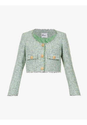 Cropped single-breasted woven jacket