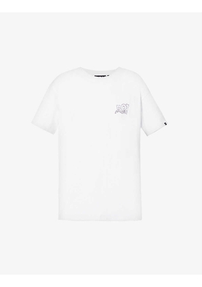 Distorted brand-embroidered cotton-jersey T-shirt