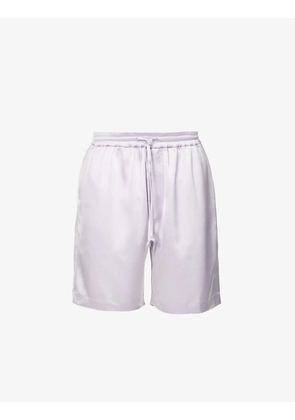 Drawstring-waistband relaxed-fit satin shorts