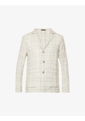 Hector checked relaxed-fit hemp, silk, linen and cotton-blend blazer