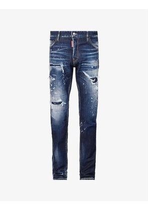 Cool Guy paint-splattered slim-fit stretch-denim jeans