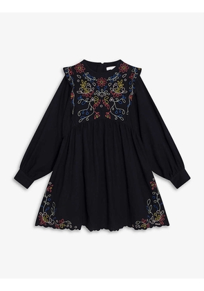 Ruffle-trim embroidered cotton dress 6-12 years