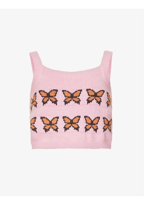 Heaven butterfly cotton-blend top