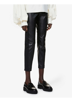 High-rise faux-leather trousers