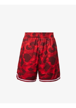 Camo-print brand-embroidered mesh shorts