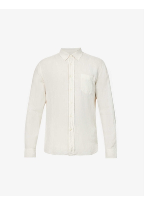 Box-pleat regular-fit linen shirt