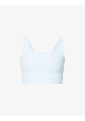 Reore logo-print ribbed stretch-cotton crop top