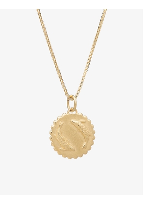 Zodiac Coin Pisces short 22ct gold-plated sterling silver necklace