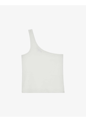 One-shoulder stretch-woven top