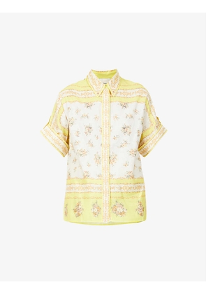 Catalina floral-print cotton and linen-blend shirt