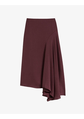 Terra asymmetric-hem stretch-woven maxi skirt