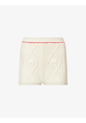 Moon cable-knit wool knitted shorts