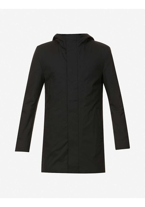 High-neck cotton-blend hooded coat
