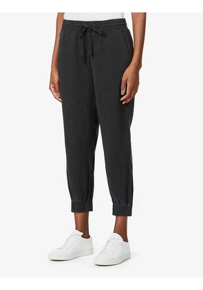 Easy cropped mid-rise woven jogging bottoms