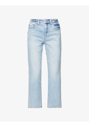 Monroe faded straight-leg high-rise stretch-denim jeans