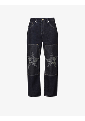 Shooting Stars brand-embroidered regular-fit jeans