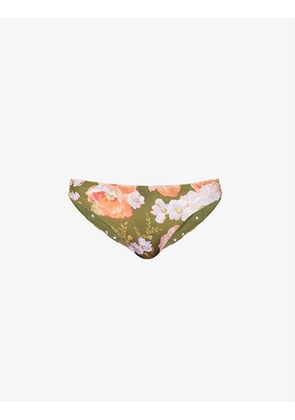 Paradise floral-print recycled nylon-blend bikini bottoms