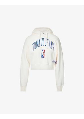 NBA logo-print cropped cotton-blend hoody