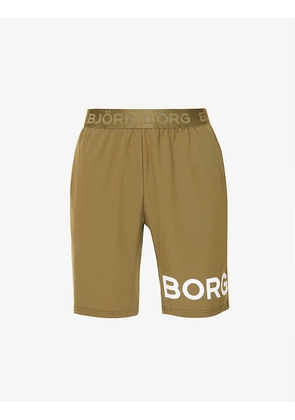 Borg brand-print stretch-recycled polyester shorts