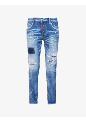 Super Twinky paint-splattered slim stretch-denim jeans