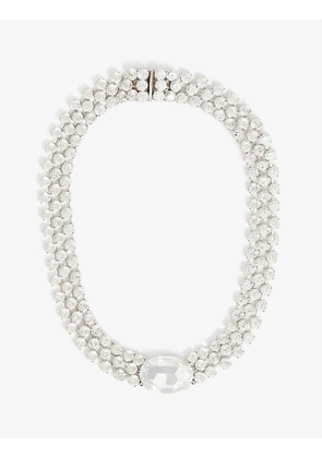 Pre-loved Christian Dior rhodium-plated Swarovski crystal collar necklace