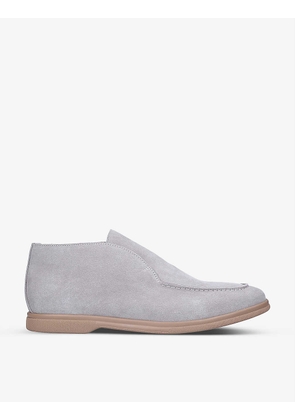 Contrast-sole slip-on suede ankle boots