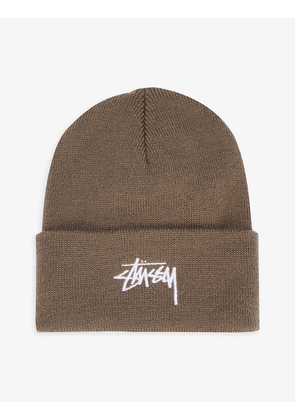 Stock logo-embroidered knitted beanie hat