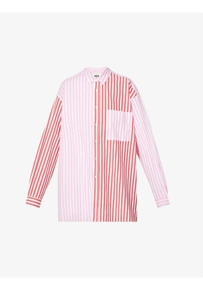 Benny striped contrast-panels cotton-blend shirt