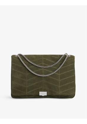 Angelo large chevron-quilted suede shoulder bag