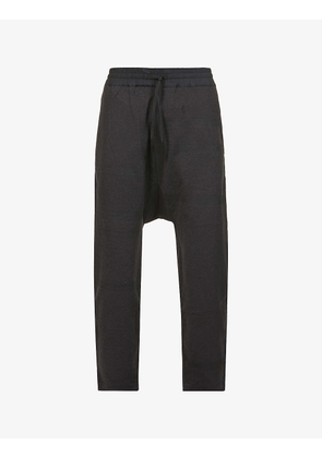 Tapered-leg mid-rise organic-cotton twill trousers