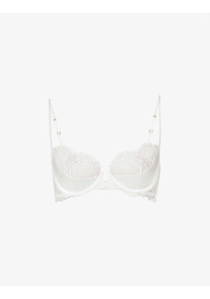 Exotique embroidered stretch-woven bra
