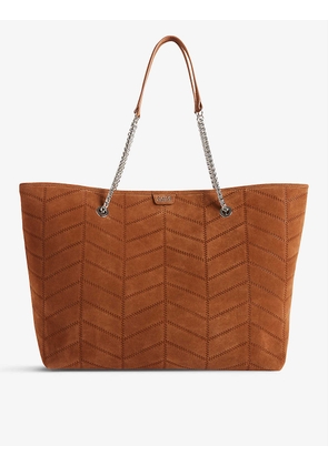 Angela chevron-quilted suede tote bag