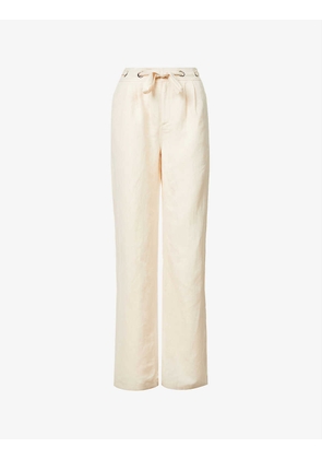 Teyana wide-leg high-rise linen-blend trousers