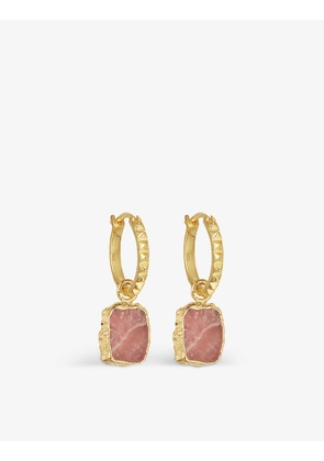 Missoma Womens Gold Pyramid Mini 18ct Yellow Gold-plated Vermeil and Rhodochrosite Charm Hoop Earrings