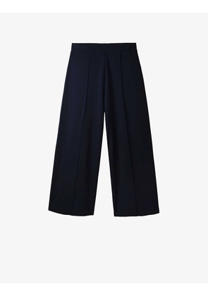 Pleated high-rise jersey trousers