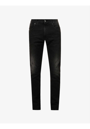 MickyM brand-patch regular-fit tapered-leg stretch-denim jeans
